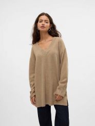 Vero Moda Sweter w kolorze beżowym rozmiar: XS. Brązowe swetry klasyczne damskie Vero Moda, xs, bez kołnierzyka. Za 96.95 zł.