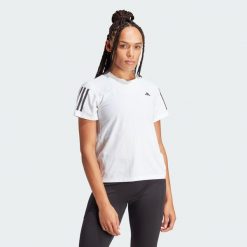 Koszulka Own The Run. Białe koszulki damskie Adidas, m, bez wzorów, z materiału, bez kołnierzyka, bez ramiączek. Za 149.00 zł.
