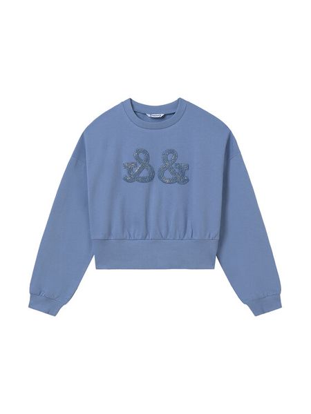 Mayoral Bluza 6401 Niebieski Relaxed Fit. Niebieskie bluzy dziewczęce Mayoral, bez wzorów, z bawełny, bez ramiączek, bez kaptura. Za 79.99 zł.