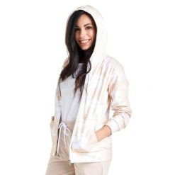 Damski elegancki dres bokserski z kapturem i zamkiem błyskawicznym. Brązowe obuwie sportowe damskie LEONE 1947 APPAREL, z dresówki, bez zapięcia, na fitness i siłownię. Za 168.36 zł.