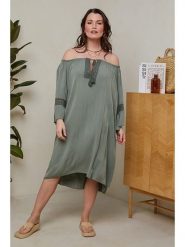 Curvy Lady Sukienka w kolorze khaki rozmiar: 44/46. Brązowe sukienki damskie Curvy Lady, bez wzorów, z koronki, klasyczne, bez ramiączek. Za 106.13 zł.