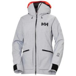 Damska kurtka narciarska Helly Hansen Powderqueen 3.0. Szare kurtki damskie Helly Hansen, na zimę, bez wzorów, bez kaptura. W wyprzedaży za 1,570.00 zł.