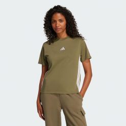 Koszulka Essentials 3-Stripes Cotton. Białe koszulki damskie Adidas, xs, bez wzorów, z bawełny, bez kołnierzyka, bez ramiączek. Za 129.00 zł.