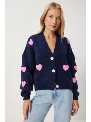 Happiness Istanbul Kardigan w kolorze granatowo-jasnoróżowym rozmiar: onesize. Niebieskie kardigany damskie Happiness Istanbul, bez wzorów, ze splotem. Za 131.12 zł.