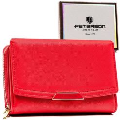 Elegancki portfel damski ze skóry ekologicznej zamykany na zatrzask — Peterson. Portfele damskie Peterson, bez wzorów, ze skóry ekologicznej. Za 54.00 zł.