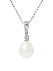 Pearline Złoty naszyjnik z diamentami i perłami słodkowodnymi - dł. 42 cm rozmiar: onesize. Szare naszyjniki damskie Pearline, z diamentem, złote. Za 991.99 zł.