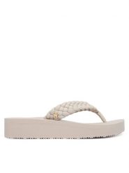 Tommy Hilfiger Japonki Th Wedge Cornrow Beach Sandal FW0FW09037 Écru. Klapki damskie Tommy Hilfiger, bez wzorów, ze skóry, bez obcasa, bez zapięcia. Za 209.99 zł.