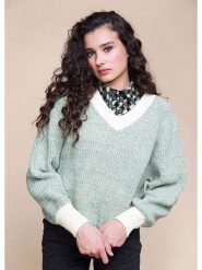 4funkyflavours Sweter "Victory '83" w kolorze zielono-białym rozmiar: XL. Zielone swetry klasyczne damskie 4funkyflavours, xl, bez kołnierzyka. Za 145.80 zł.