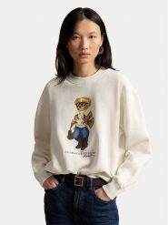 Polo Ralph Lauren Bluza 211B23856001 Kremowy Relaxed Fit. Białe bluzy damskie Polo Ralph Lauren, m, bez wzorów, bez kaptura. Za 1,299.00 zł.