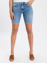 Cross Jeans Szorty dżinsowe "Genna" w kolorze niebieskim rozmiar: W28. Niebieskie szorty damskie Cross Jeans, z aplikacjami, z jeansu. Za 83.42 zł.