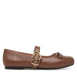 Baleriny LOVE MOSCHINO. Brązowe balerinki damskie Love Moschino, bez wzorów. Za 879.99 zł.
