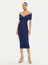 BARDOT Sukienka koktajlowa 59756DB Niebieski Slim Fit. Niebieskie sukienki damskie Bardot, bez wzorów, z syntetyku, wizytowe, bez ramiączek. Za 349.99 zł.