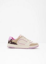 Sneakersy ze zwierzęcymi wzorami. Brązowe obuwie sportowe casual damskie bonprix, bez zapięcia. Za 124.99 zł.
