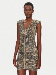 Just Cavalli Sukienka koktajlowa 78PAO949 Brązowy Slim Fit. Brązowe sukienki damskie Just Cavalli, bez wzorów, z syntetyku, wizytowe, bez ramiączek. Za 729.99 zł.