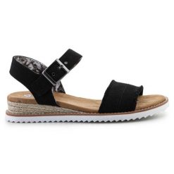 Buty Sandały Skechers Espadryle Bobs Adobe Princess 113541-BLK czarne. Czarne sandały damskie bez wzorów, bez obcasa, bez zapięcia. Za 331.10 zł.