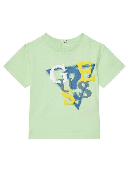 Guess T-Shirt I5GI01 K8HM4 Zielony Regular Fit. Zielone t-shirty i koszulki chłopięce Guess, z aplikacjami, z bawełny, bez kołnierzyka, bez ramiączek. Za 49.99 zł.