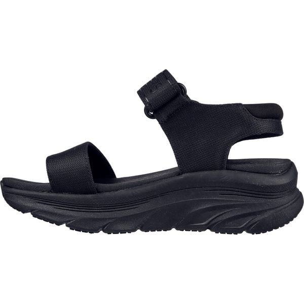 Sandały Skechers D'lux Walker - New B, Czarny, Kobiety. Czarne sandały damskie Skechers, bez wzorów, z syntetyku, bez obcasa, bez zapięcia. Za 251.60 zł.