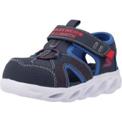 Sandały SKECHERS HYPNO-SPLASH Niebieski. Niebieskie sandały damskie Skechers, bez wzorów, z tkaniny, bez obcasa, bez zapięcia. Za 195.99 zł.
