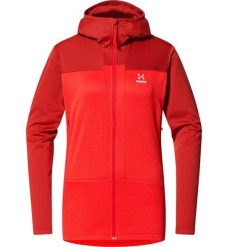 Bluza techniczna damska ROC Flash Mid Hood. Czerwone bluzy damskie Haglöfs, m, bez wzorów, z materiału, z kapturem. Za 453.15 zł.