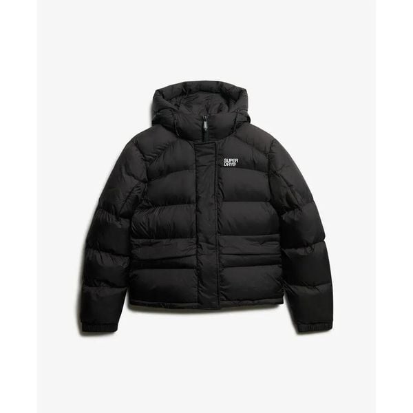 Damska kurtka puchowa Superdry 5 Baffle. Czarne kurtki damskie Superdry, xs, bez wzorów, z puchu, z kapturem. Za 551.05 zł.