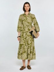 Sukienka damska midi ze wzorem paisley zielona Mazekin 301. Zielone sukienki damskie Big Star, bez wzorów, z tkaniny, boho, bez ramiączek. Za 249.99 zł.