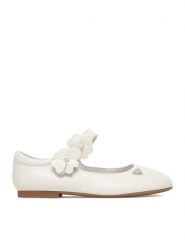 Guess Baleriny CEO-CS6666-1(IV)DZ Biały. Białe baleriny dziewczęce Guess, z aplikacjami, ze skóry, bez obcasa, bez zapięcia. Za 179.99 zł.