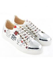 Goby Skórzane sneakersy w kolorze srebrno-białym rozmiar: 40. Białe obuwie sportowe damskie Goby, bez zapięcia. Za 217.99 zł.