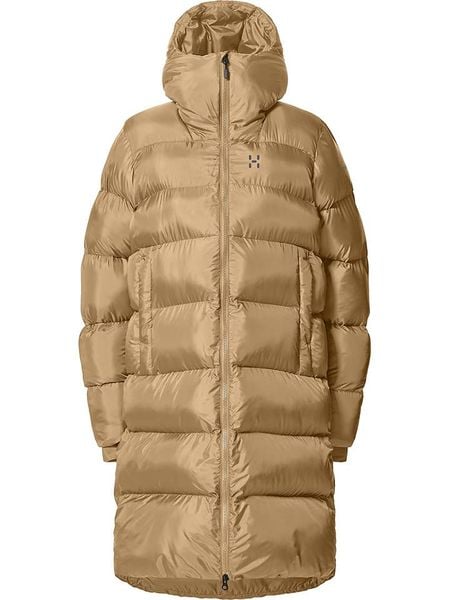 Haglöfs Płaszcz pikowany "Long Mimic III" w kolorze karmelowym rozmiar: XL. Brązowe płaszcze damskie Haglöfs, s, bez wzorów, z materiału, bez kaptura. Za 699.51 zł.