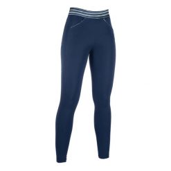 Damskie legginsy jeździeckie z pełną przyczepnością HKM Pull on. Niebieskie legginsy damskie HKM, bez wzorów. Za 314.50 zł.