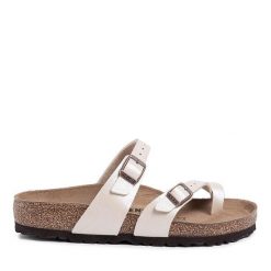 Japonki Birkenstock. Brązowe klapki damskie Birkenstock, bez wzorów, bez obcasa, bez zapięcia. Za 319.99 zł.
