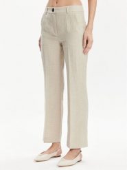Marella Spodnie materiałowe Muschio 2413131272 Écru Regular Fit. Spodnie materiałowe damskie Marella, bez wzorów, ze lnu. Za 869.99 zł.