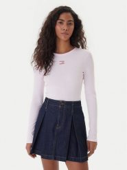 Tommy Jeans Bluzka DW0DW20178 Różowy Slim Fit. Czerwone bluzki damskie Tommy Jeans, s, bez wzorów, z bawełny, bez kołnierzyka, bez ramiączek. Za 189.99 zł.