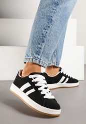 Czarne Sneakersy z Dwoma Paskami Galtewi. Czarne obuwie sportowe damskie Born2be, z jeansu, bez zapięcia. Za 69.99 zł.