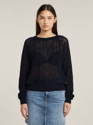 G-Star Sweter w kolorze granatowym rozmiar: S. Niebieskie swetry klasyczne damskie G-Star, s, z bawełny, bez kołnierzyka. Za 265.40 zł.