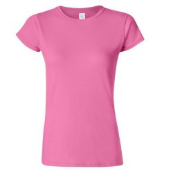 Koszulka Damska Krótki Rękaw Soft Style. Fioletowe koszulki damskie GILDAN, s, bez wzorów, bez kołnierzyka, bez ramiączek. Za 28.99 zł.
