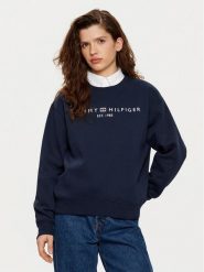Tommy Hilfiger Bluza WW0WW39791 Granatowy Relaxed Fit. Niebieskie bluzy damskie Tommy Hilfiger, l, bez wzorów, z bawełny, bez kaptura. Za 349.99 zł.