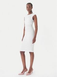 Rinascimento Sukienka koktajlowa CFC0127683003 Biały Slim Fit. Białe sukienki damskie Rinascimento, bez wzorów, z syntetyku, wizytowe, bez ramiączek. Za 449.99 zł.