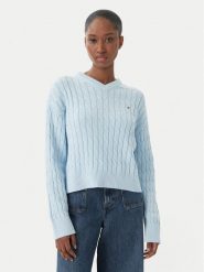 Tommy Hilfiger Sweter WW0WW48433 Niebieski jasny Regular Fit. Niebieskie swetry klasyczne damskie Tommy Hilfiger, m, z bawełny, bez kołnierzyka. Za 649.99 zł.