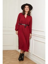 Curvy Lady Sukienka w kolorze czerwonym rozmiar: 44/46. Czerwone sukienki damskie Curvy Lady, bez wzorów, ze skóry, klasyczne, bez ramiączek. Za 91.99 zł.