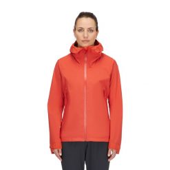 Kurtka przeciwdeszczowa damska Rab Women's Downpour Light Jacket z kapturem. Brązowe kurtki damskie RAB, s, bez wzorów, z kapturem. Za 539.99 zł.