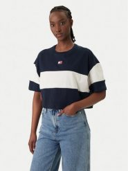 Tommy Jeans T-Shirt Badge Colour-Blocked DW0DW18706 Granatowy Oversize. Niebieskie t-shirty damskie Tommy Jeans, xs, bez wzorów, z bawełny, bez kołnierzyka. Za 189.99 zł.