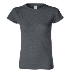 Koszulka Damska Krótki Rękaw Soft Style. Szare bluzki damskie GILDAN, l, bez wzorów, sportowe, bez kołnierzyka, bez ramiączek. Za 29.99 zł.