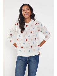 Milan Kiss Sweter w kolorze kremowym ze wzorem rozmiar: XL. Brązowe swetry klasyczne damskie Milan Kiss, xl, bez kołnierzyka. Za 138.21 zł.