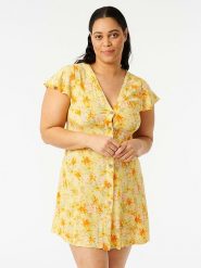Rip Curl Sukienka "Summer Rain" w kolorze żółtym rozmiar: L. Żółte sukienki damskie Rip Curl, bez wzorów, bez ramiączek. Za 122.96 zł.