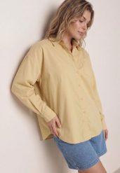 Żółta Bawełniana Koszula o Kroju Oversize Nororena. Żółte koszule damskie Born2be, l, bez wzorów, z bawełny, eleganckie, bez kołnierzyka, bez ramiączek. Za 89.99 zł.