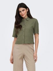 ONLY Bluzka w kolorze khaki rozmiar: M. Brązowe bluzki damskie Only, m, bez wzorów, bez kołnierzyka, bez ramiączek. Za 78.66 zł.