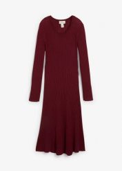 Sukienka dzianinowa z wełny merino. Czarne sukienki damskie bonprix, bez wzorów, z dzianiny, bez ramiączek. Za 379.99 zł.