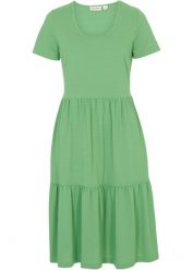 Sukienka shirtowa w strukturalny wzór, z mieszanki wiskozy. Niebieskie sukienki damskie bonprix, bez wzorów, z koronki, bez ramiączek. Za 109.99 zł.