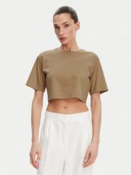 Max Mara Leisure T-Shirt 2516941098650 Brązowy Regular Fit. Brązowe t-shirty damskie Max Mara Leisure, m, bez wzorów, z bawełny, bez kołnierzyka. Za 329.99 zł.