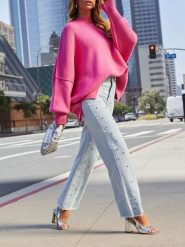 Milan Kiss Sweter w kolorze różowym rozmiar: XL. Różowe swetry klasyczne damskie Milan Kiss, xl, bez kołnierzyka. Za 152.99 zł.